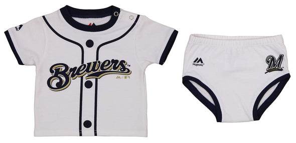Outerstuff MLB Infant Milwaukee Brewers Little Player Tee and Diaper Set