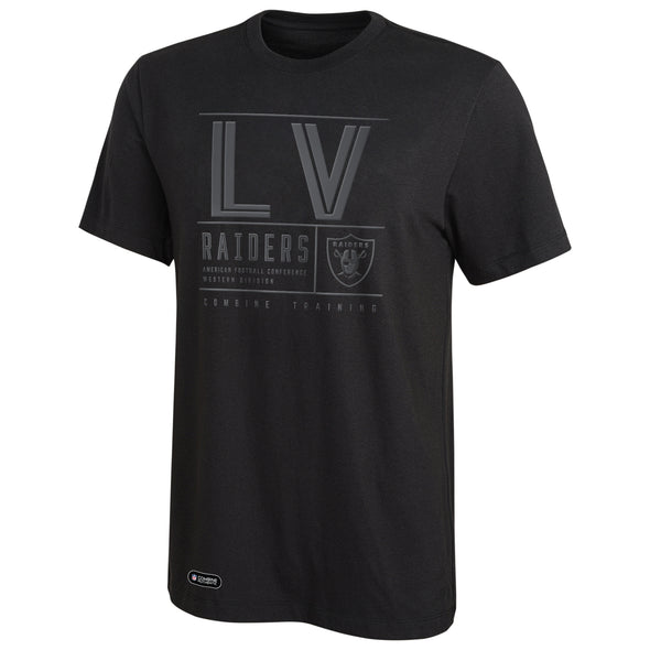 Outerstuff NFL Men's Las Vegas Raiders Covert Grey On Black Performance T-Shirt