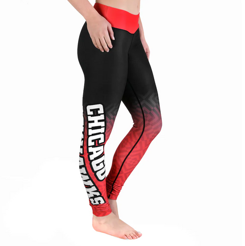 KLEW NHL Women's Chicago Blackhawks Gradient Print Leggings