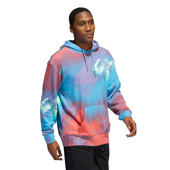 Adidas Men's Big Mood French Terry Pullover Hoodie, Multicolor/Emoji Print