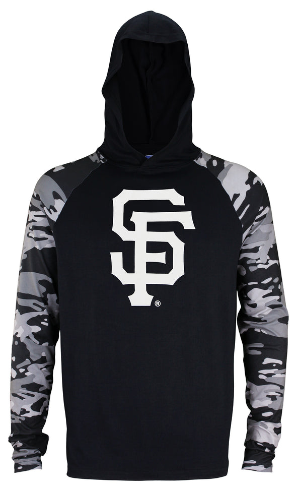 Zubaz MLB Men's San Francisco Giants Solid Black Tonal Camo Sleeves Hooded Shirt