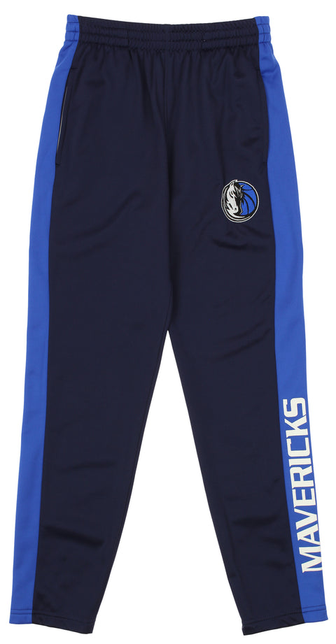 OuterStuff NBA Youth Boys Side Stripe Slim Fit Performance Pant, Dallas Mavericks