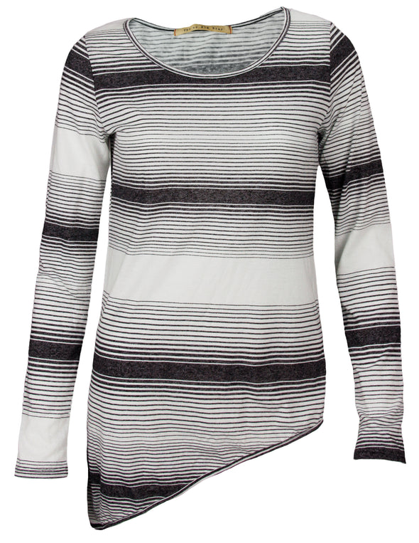 Big Star Women's White and Black Wide and Thin Striped Long Sleeve Shirt