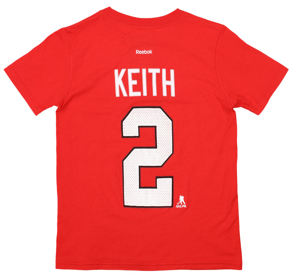 Reebok NHL Boys Youth Chicago Blackhawks Duncan Keith #2 Short Sleeve Tee, Red