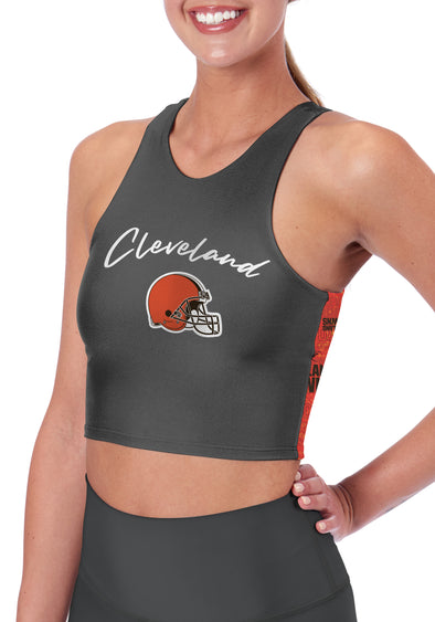 Certo By Northwest NFL Women's Cleveland Browns Crosstown Midi Bra, Charcoal
