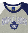 Reebok Toronto Maple Leafs NHL Girls' Youth (7-16) Amethyst Long Sleeve Fleece Crew Top, Grey/Navy