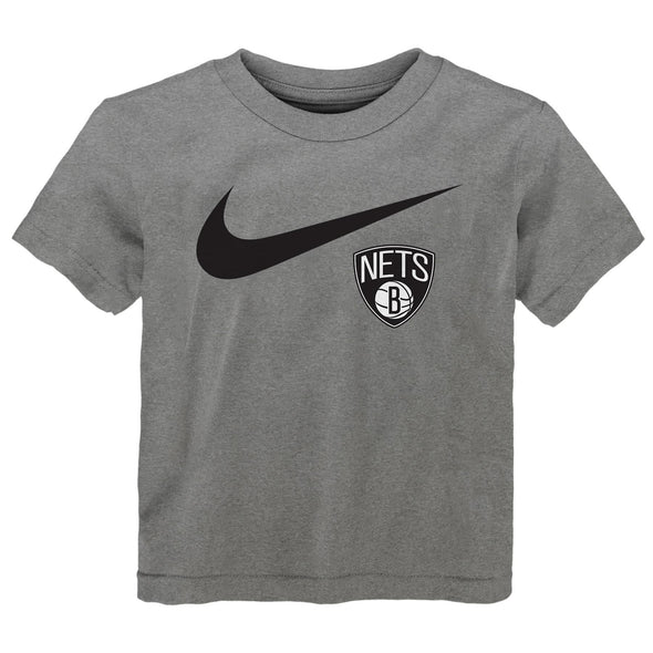 Nike NBA Kids (4-7) Brooklyn Nets Swoosh Logo Tee, Grey