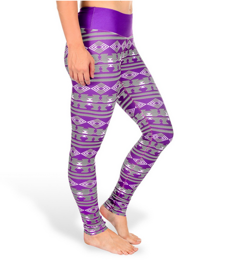 NCAA Women's Kansas State Wildcats Aztec Print Leggings, Purple