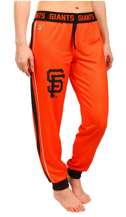 KLEW MLB Women's San Francisco Giants Cuffed Jogger Pants, Orange