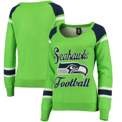 Forever Collectibles NFL Women's Seattle Seahawks Glitter Scoop Neck Sweater