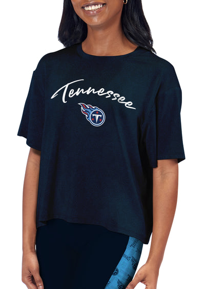 Certo By Northwest NFL Women's Tennessee Titans Turnout Cropped T-Shirt, Navy