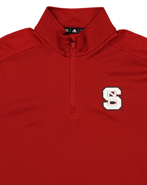 adidas NCAA Men's North Carolina State Wolfpack Team Logo 1/4 Zip Pullover, Red
