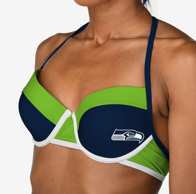Forever Collectibles NFL Women's Seattle Seahawks Team Logo Swim Suit Bikini Top