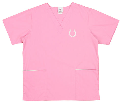Fabrique Innovations NFL Unisex Indianapolis Colts Breast Cancer Awareness Scrub Top