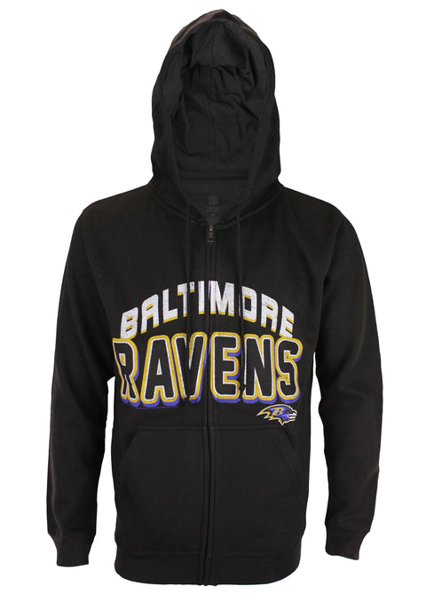 Baltimore Ravens NFL Football Men's In The Pocket Full Zip Fleece Hoodie, Black