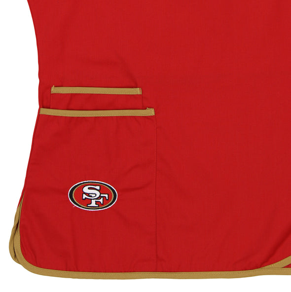 Fabrique Innovations NFL Women's San Francisco 49ers Team Logo Wrap Scrub Top