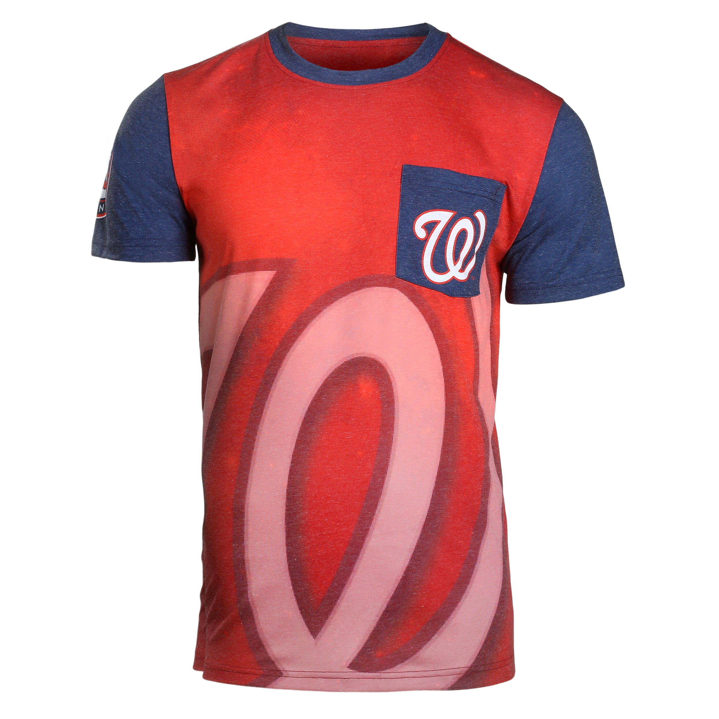 Klew MLB Men's Washington Nationals Big Graphics Pocket Logo Tee T-Shirt, Red Small