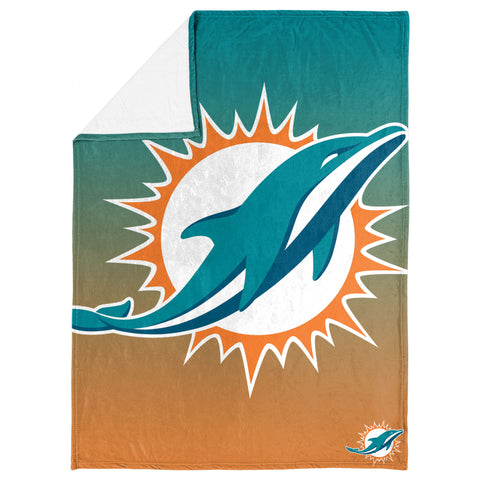 FOCO NFL Miami Dolphins Gradient Micro Raschel Throw Blanket, 50 x 60