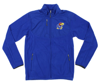 NCAA Men's Kansas Jayhawks Tactical Polar Fleece Full Zip Jacket, Blue