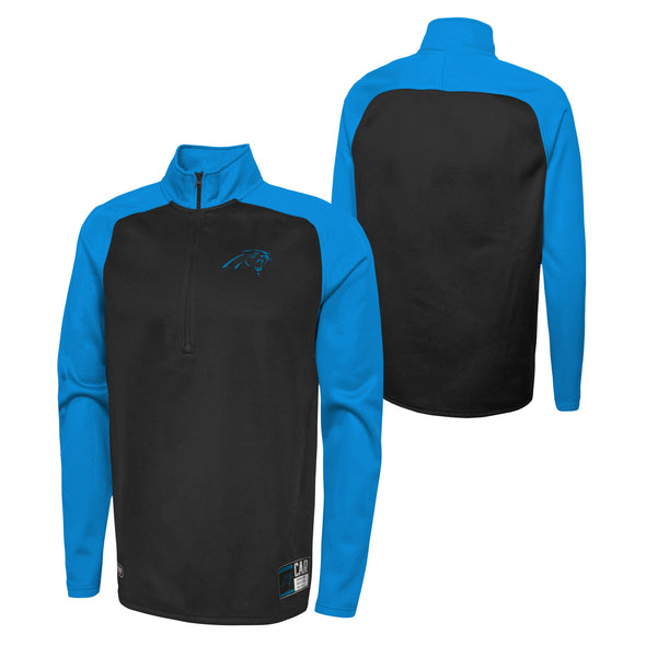 Outerstuff NFL Men's Carolina Panthers O-Line Performance 1/4 Zip Fleece Top