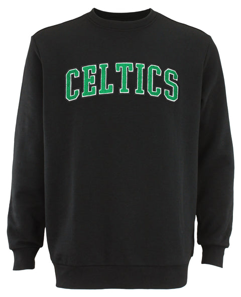 FISLL NBA Basketball Men's Boston Celtics Crewneck Chenille Logo Sweatshirt