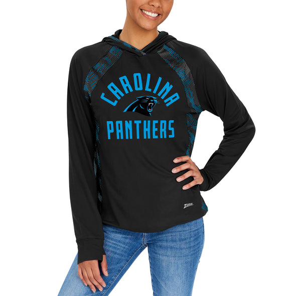 Zubaz NFL Women's Carolina Panthers Elevated Lightweight Hoodie W/ Team Color Viper Print