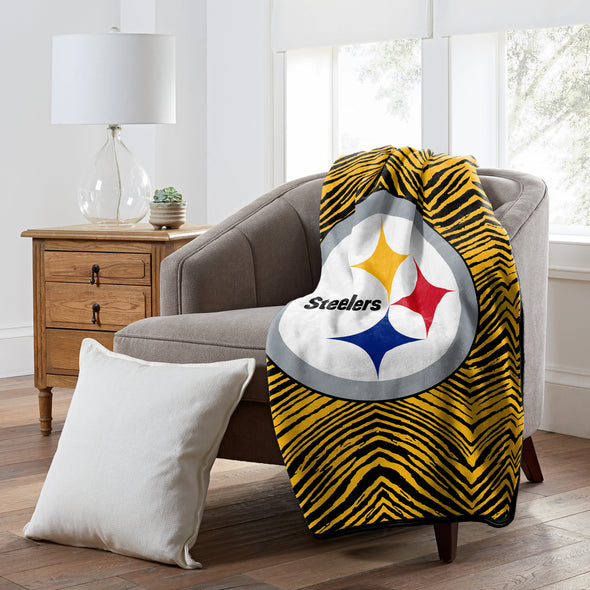 Zubaz By Northwest Pittsburgh Steelers NFL Zubified 50 X 60 Raschel Throw Blanket