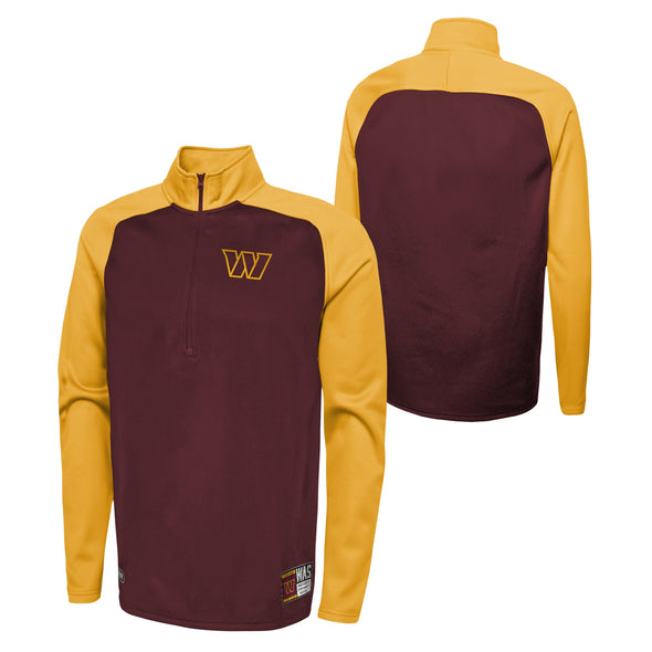 Outerstuff NFL Men's Washington Commanders O-Line Performance 1/4 Zip Fleece Top