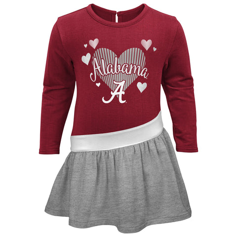 Outerstuff Alabama Crimson Tide NCAA Girl's Kids Heart Jersey Dress, Crimson