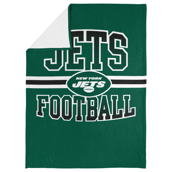 FOCO NFL New York Jets Stripe Micro Raschel Plush Throw Blanket, 45 x 60