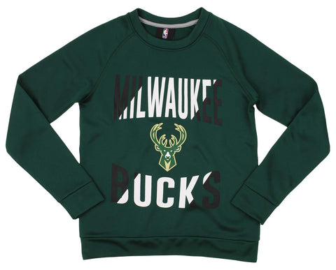 Outerstuff NBA Youth/Kid Milwaukee Bucks Performance Fleece Crew Neck Sweatshirt