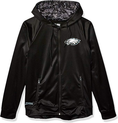 Zubaz NFL Men's Philadelphia Eagles Full Zip Digital Camo Hood Hoodie, Black