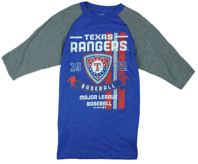MLB Youth Boys Texas Rangers Vintage Baseball Shirt - Blue and Grey