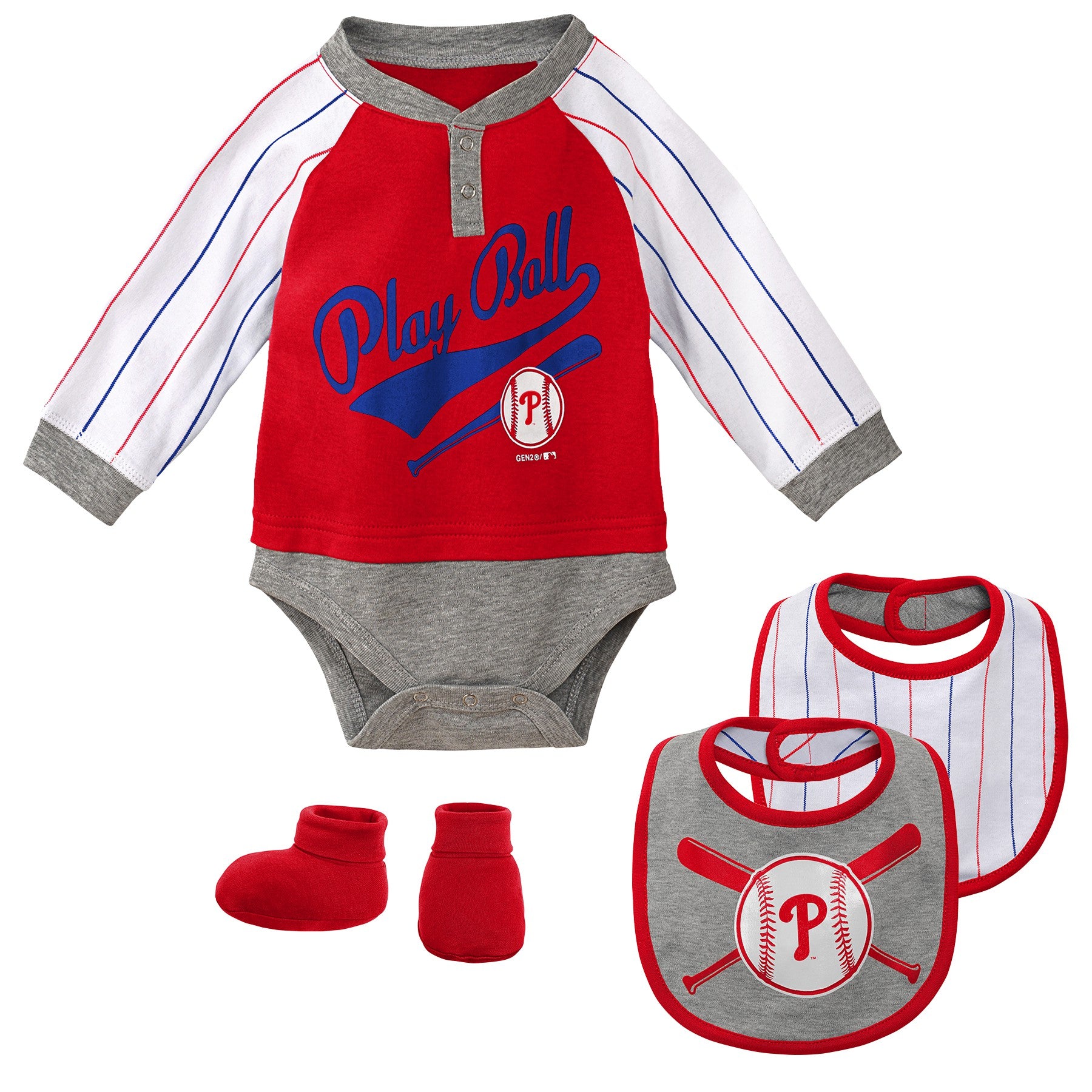 Outerstuff MLB Infant Philadelphia Phillies Is It Game Time Yet Creeper Set