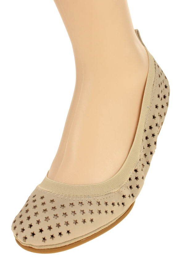 Yosi Samra Women's Samara Star Perforated Leather Ballet Flat