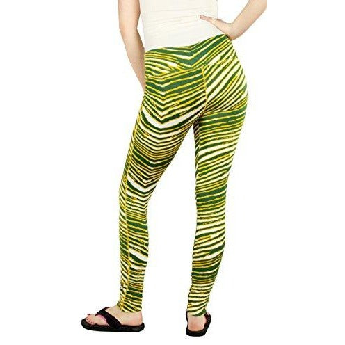 Zubaz NFL Women's Green Bay Packers Team Color Tiger Print Leggings Pants