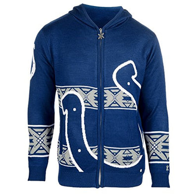 Forever Collectibles NFL Men's Indianapolis Colts Full Zip Hooded Sweater, Blue