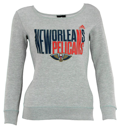 Adidas NBA Youth Girls New Orleans Pelicans Shrinking Type Fleece Shirt, Gray