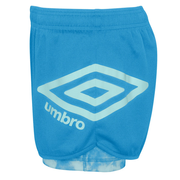 Umbro Girls' Youth (4-16) 2 in 1 Mesh Knit Soccer Shorts, Malibu Blue