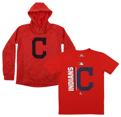 Outerstuff MLB Youth Cleveland Indians Primary Icon Hoodie and Tee Combo