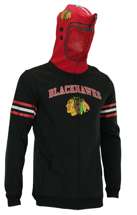 NHL Youth Chicago Blackhawks Full Zip Helmet Masked Hoodie, Black