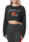 Certo By Northwest NFL Women's Cleveland Browns Central Long Sleeve Crop Top, Charcoal