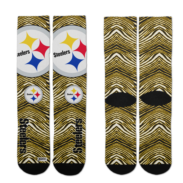 Zubaz By For Bare Feet NFL Adults Unisex Pittsburgh Steelers Zubified Dress Socks, Large