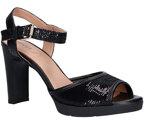 GEOX Women's D Annya H Sand C Dress Heel Sandal Pumps, Black