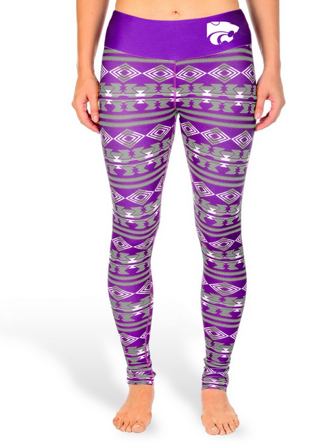 NCAA Women's Kansas State Wildcats Aztec Print Leggings, Purple