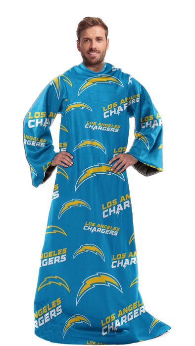 Northwest NFL Los Angeles Chargers Toss Silk Touch Comfy Throw with Sleeves 48" x 71"