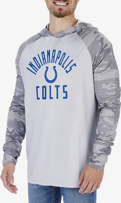 Zubaz Indianapolis Colts NFL Men's Grey Lightweight Hoodie w/ Tonal Camo Sleeves