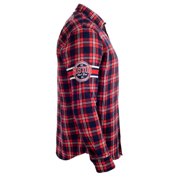 FOCO MLB Men's Boston Red Sox Wordmak Basic Flannel Shirt