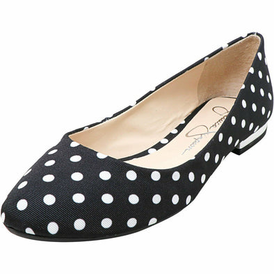 Jessica Simpson Women's Ginly Ballet Flat, Black/White