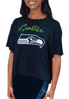 Certo By Northwest NFL Women's Seattle Seahawks Turnout Cropped T-Shirt, Navy